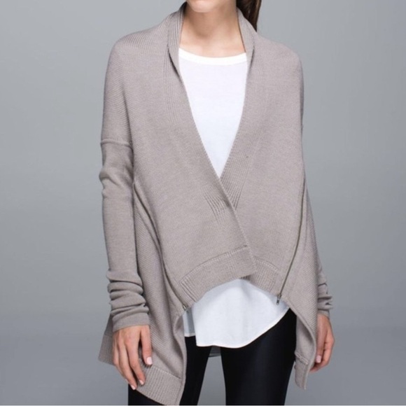 LULULEMON Oversized Cardigan with Zip Pockets – Gray Taupe - Size S to L - Picture 9 of 11